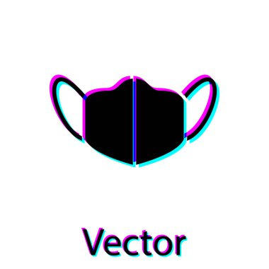 Siyah tıbbi maske simgesi beyaz arkaplanda izole edilmiş. Vektör..