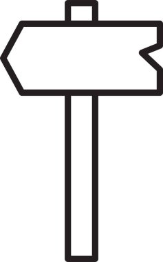 Siyah çizgi trafik levhası. Beyaz arkaplanda sinyal simgesi izole edildi. İşaretçi sembolü. İzole sokak bilgi levhası. Yön tabelası. Vektör.