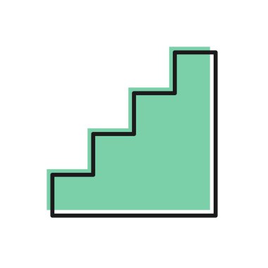 Siyah çizgi merdiven simgesi beyaz arkaplanda izole edildi. Vektör.