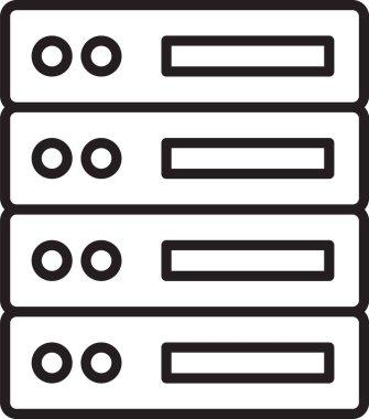 Siyah çizgi sunucusu, Data, Web sunucu simgesi beyaz arkaplanda izole edildi. Vektör.