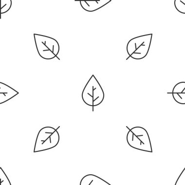 Gri çizgi Yaprak simgesi, beyaz arka planda kusursuz desen izole etti. Taze doğal ürün sembolü. Vektör.