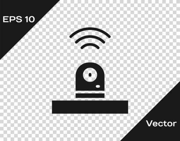 Schwarzes Smart Überwachungskamera Symbol Isoliert Auf Transparentem Hintergrund Konzept Internet — Stockvektor