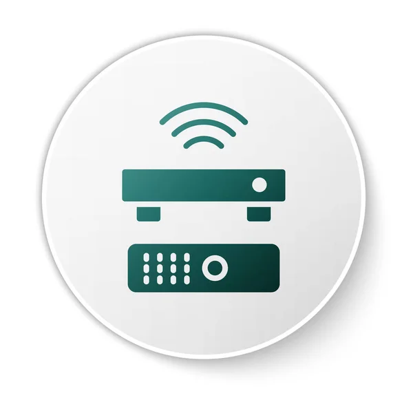 Green Wireless Multimedia Και Box Receiver Και Player Απομακρυσμένο Εικονίδιο — Διανυσματικό Αρχείο