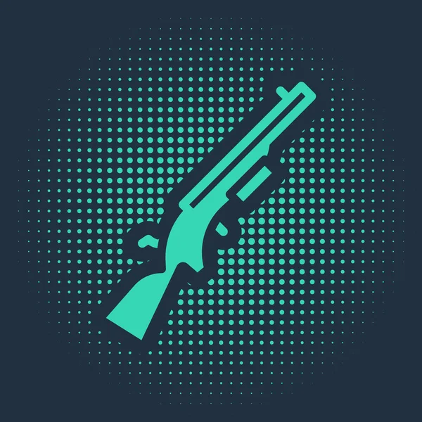 Green Shotgun Icoon Geïsoleerd Blauwe Achtergrond Jachtgeweer Abstracte Cirkel Willekeurige — Stockvector