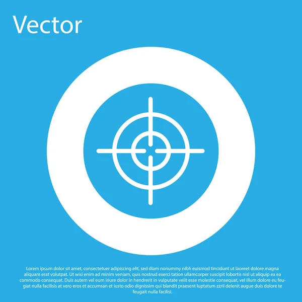 蓝色目标运动图标孤立在蓝色背景 有射击场或射击场编号的干净目标 白色圆环按钮 — 图库矢量图片