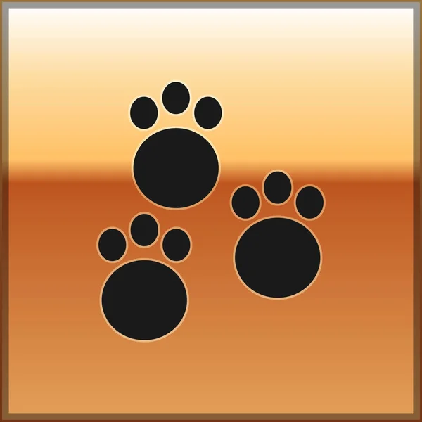 Black Paw Print Symbol Isoliert Auf Goldenem Hintergrund Pfotenabdruck Für — Stockvektor