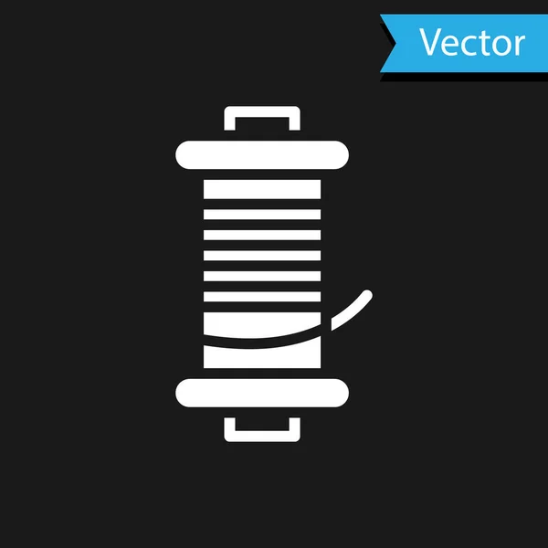 Carrete Giratorio Blanco Para Icono Pesca Aislado Sobre Fondo Negro — Vector de stock