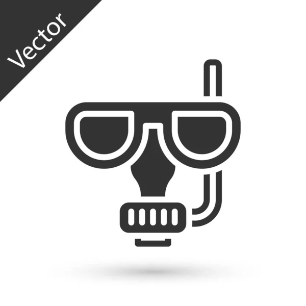 Máscara Buceo Gris Icono Snorkel Aislado Sobre Fondo Blanco Deporte — Vector de stock