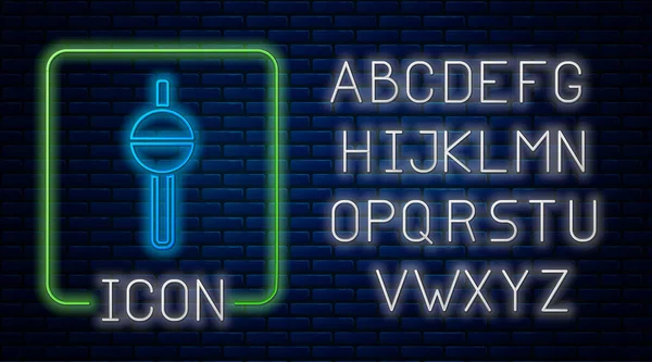 Сяюча Неонова Піктограма Риболовлі Ізольована Фоні Цегляної Стіни Риболовля Неоновий — стоковий вектор