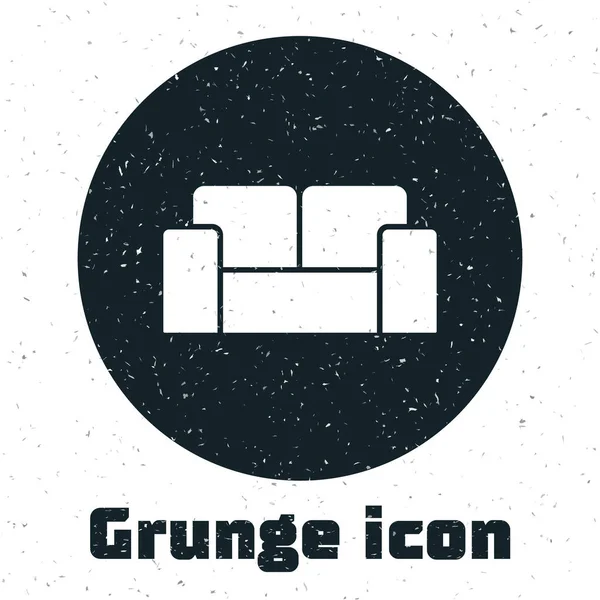Ikona Grunge Sofa Odizolowana Białym Tle Monochromatyczny Rysunek Rocznika Wektor — Wektor stockowy
