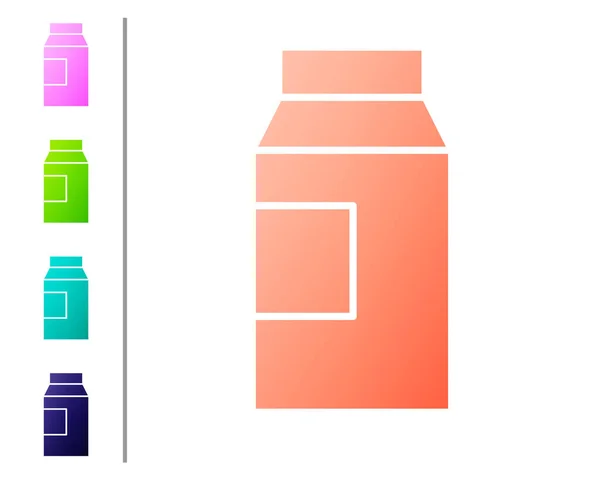 珊瑚纸包牛奶图标分离的白色背景 牛奶包装标志 设置彩色图标 — 图库矢量图片