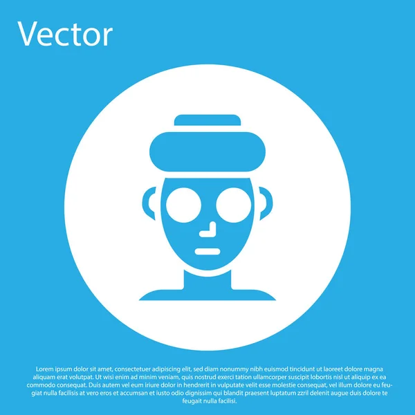 파란색 화장품 아이콘은 파란색 배경에 분리되어 그리고 동그라미 Vector — 스톡 벡터