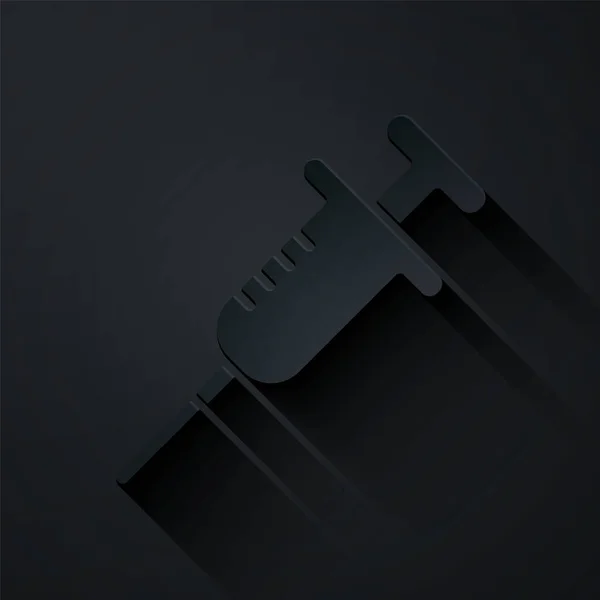 Icône Seringue Papier Coupé Isolé Sur Fond Noir Seringue Pour — Image vectorielle