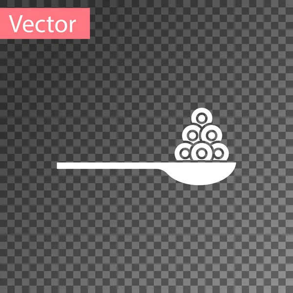 Caviar Blanc Sur Une Icône Cuillère Isolée Sur Fond Transparent — Image vectorielle