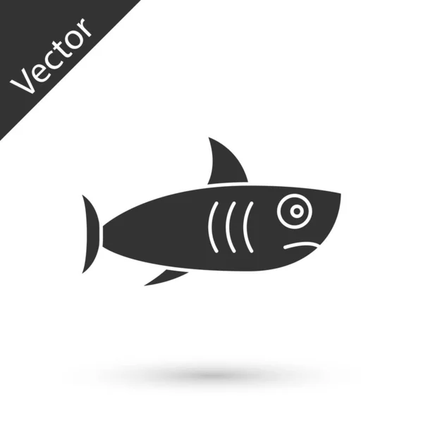 Icono Tiburón Gris Aislado Sobre Fondo Blanco Vector — Vector de stock