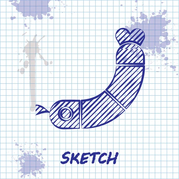 Skizze Linie Shrimp Symbol Isoliert Auf Weißem Hintergrund Vektor — Stockvektor