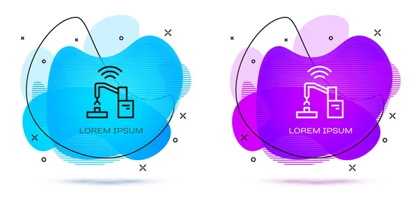 Línea Máquina Industrial Robot Robótico Brazo Mano Fábrica Icono Aislado — Archivo Imágenes Vectoriales