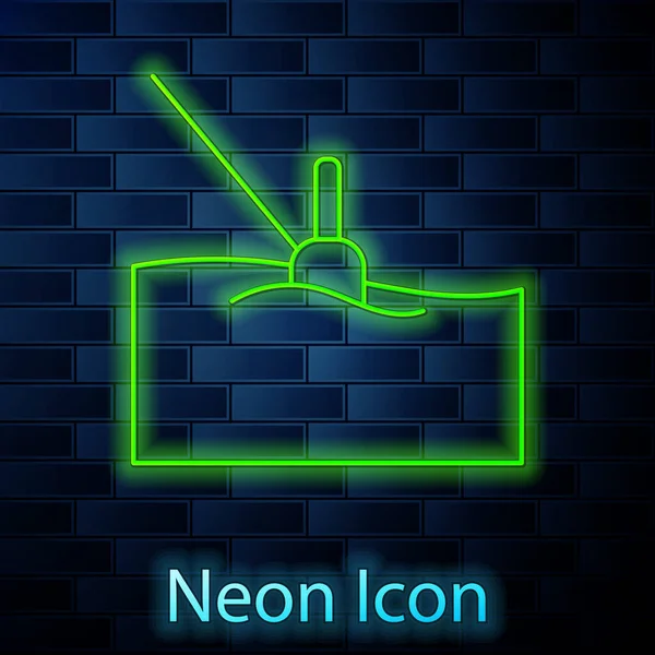 Gloeiende Neon Lijn Vissen Drijven Het Water Pictogram Geïsoleerd Baksteen — Stockvector