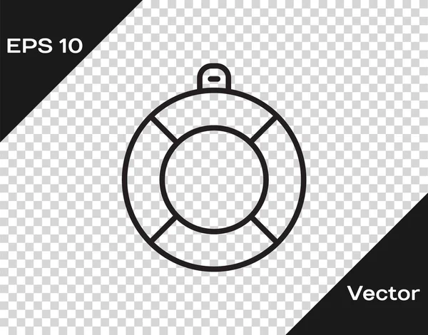 Línea Negra Lifebuoy Icono Aislado Sobre Fondo Transparente Símbolo Del — Vector de stock