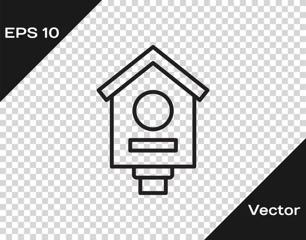 Black Line Bird House Icon Isolated Transparent Background Nesting Box — Stock Vector