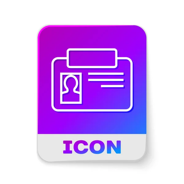 Línea Blanca Icono Identificación Insignia Aislado Sobre Fondo Blanco Puede — Vector de stock