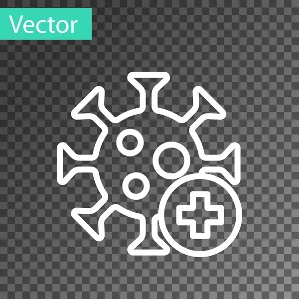 Línea Blanca Icono Virus Positivo Aislado Sobre Fondo Transparente Virus — Vector de stock