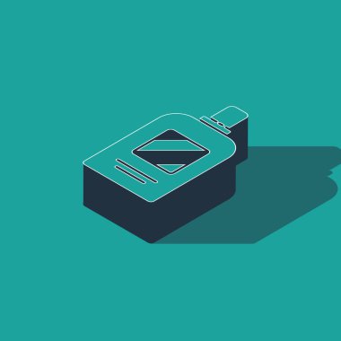 Yeşil arka planda izole edilmiş Isome marka şampuan ikonu. Vektör İllüstrasyonu.