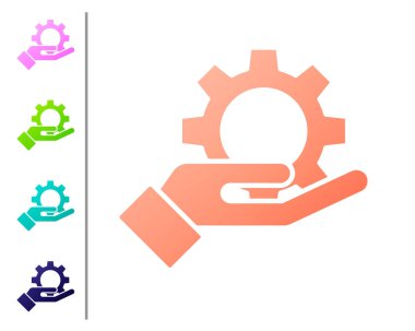 Mercan El ayarları teçhizat simgesi beyaz arkaplanda izole edildi. Ayarlama, servis, bakım, onarım, onarım. Renk simgelerini ayarla. Vektör İllüstrasyonu.