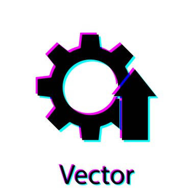 Siyah Arrow büyüme vitesi iş simgesi beyaz arka planda izole edildi. Üretkenlik simgesi. Vektör İllüstrasyonu.