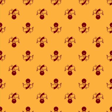 Kızıl İsa ikonu kahverengi arka planda izole edilmiş kusursuz desen. Vektör İllüstrasyonu.