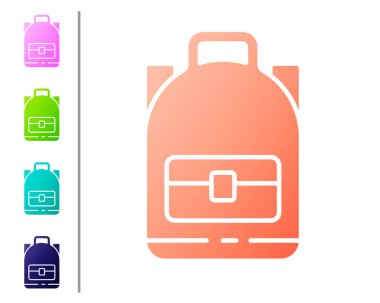 Coral Hiking sırt çantası simgesi beyaz arkaplanda izole edildi. Kamp ve dağ gezisi sırt çantası. Renk simgelerini ayarla. Vektör İllüstrasyonu.