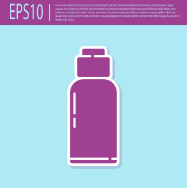 Retro mor kantin su şişesi ikonu turkuaz arka planda izole edilmiş. Turist matarası ikonu. Kampanyada bir kavanoz su kullanıldı. Vektör İllüstrasyonu.