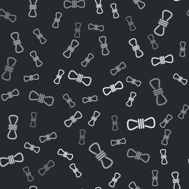 Gri dağcı halat ikonu siyah arkaplanda izole edilmiş pürüzsüz desen. Olağanüstü bir spor. Spor malzemeleri. Vektör İllüstrasyonu.