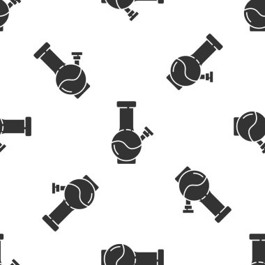 Esrar ya da kenevir ikonu içmek için gri cam bong beyaz arka planda izole edilmiş pürüzsüz desen. Vektör İllüstrasyonu.