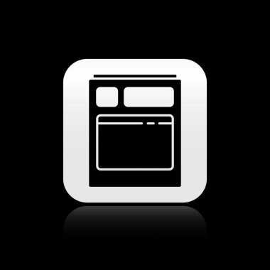 Kara Mutfak bulaşık makinesi simgesi siyah arka planda izole edilmiş. Gümüş kare düğme. Vektör İllüstrasyonu.