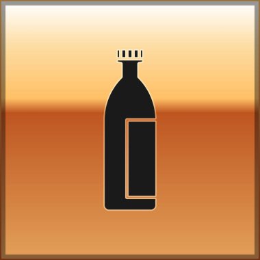 Altın zemin üzerinde siyah krem ya da losyon kozmetik tüp ikonu izole edildi. Erkekler için vücut bakım ürünleri. Vektör İllüstrasyonu.