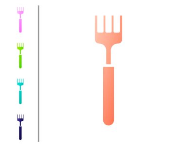 Mercan Çatalı simgesi beyaz arkaplanda izole edildi. Çatal bıçak sembolü. Renk simgelerini ayarla. Vektör İllüstrasyonu.