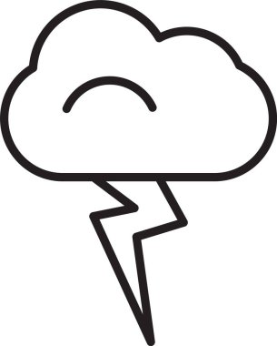 Siyah çizgi Storm simgesi beyaz arkaplanda izole edildi. Bulut ve şimşek işareti. Fırtınanın hava durumu ikonu. Vektör İllüstrasyonu.