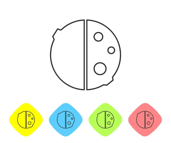 Línea Gris Eclipse Del Icono Del Sol Aislado Sobre Fondo — Archivo Imágenes Vectoriales