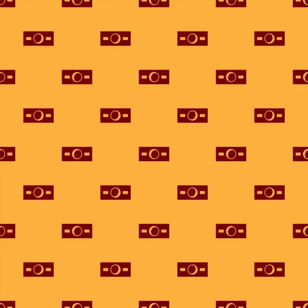 Red Paper Money Icon Isolated Seamless Pattern Brown Background Пачки — стоковый вектор