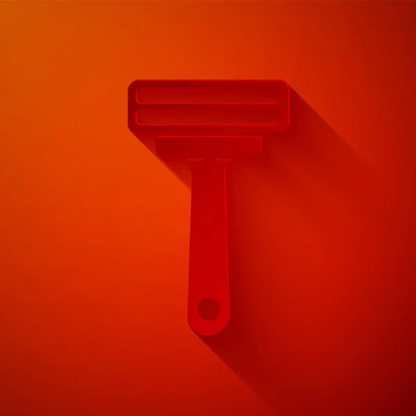 Papierschnitt Rasiermesser Symbol Isoliert Auf Rotem Hintergrund Papierkunst Vektorillustration — Stockvektor
