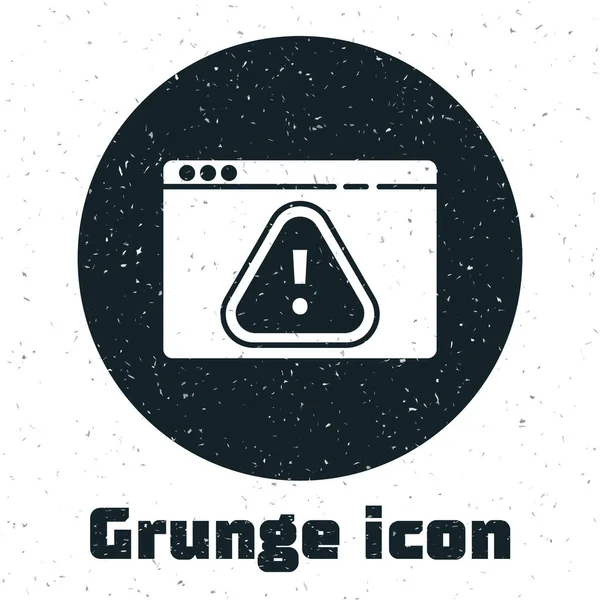 Grunge Browser Felkiáltójel Ikon Elszigetelt Fehér Alapon Riasztási Üzenet Okostelefon — Stock Vector