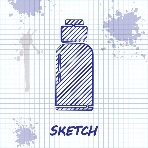 Skizze Linie Kantine Wasserflasche Symbol Isoliert Auf Weißem Hintergrund Ikone — Stockvektor