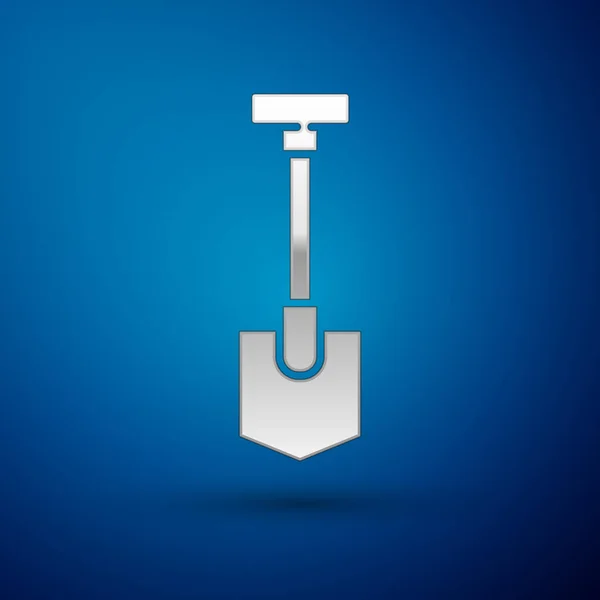 Εικονίδιο Silver Shovel Απομονώθηκε Μπλε Φόντο Εργαλείο Κηπουρικής Εργαλείο Για — Διανυσματικό Αρχείο