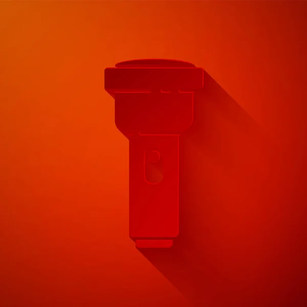 Řez Papíru Ikona Baterky Izolovaná Červeném Pozadí Papírový Styl Vektorová — Stockový vektor
