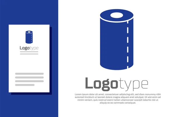 Kék Papír Törölköző Tekercs Ikon Elszigetelt Fehér Háttér Logó Tervezési — Stock Vector