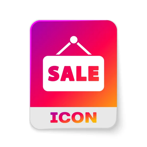 Signo Colgante Blanco Con Texto Icono Venta Aislado Sobre Fondo — Vector de stock