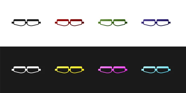 Set Säkerhet Goggle Glasögon Ikon Isolerad Svart Och Vit Bakgrund — Stock vektor