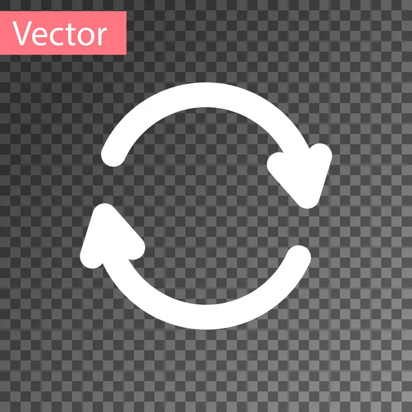 Icono Actualización Blanca Aislado Sobre Fondo Transparente Recargar Símbolo Flechas — Vector de stock