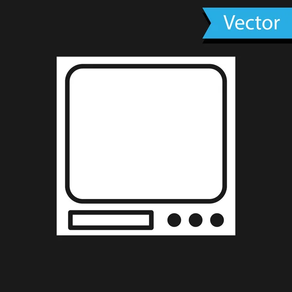 Blanco Icono Básculas Electrónicas Aislado Sobre Fondo Negro Equipo Medición — Vector de stock